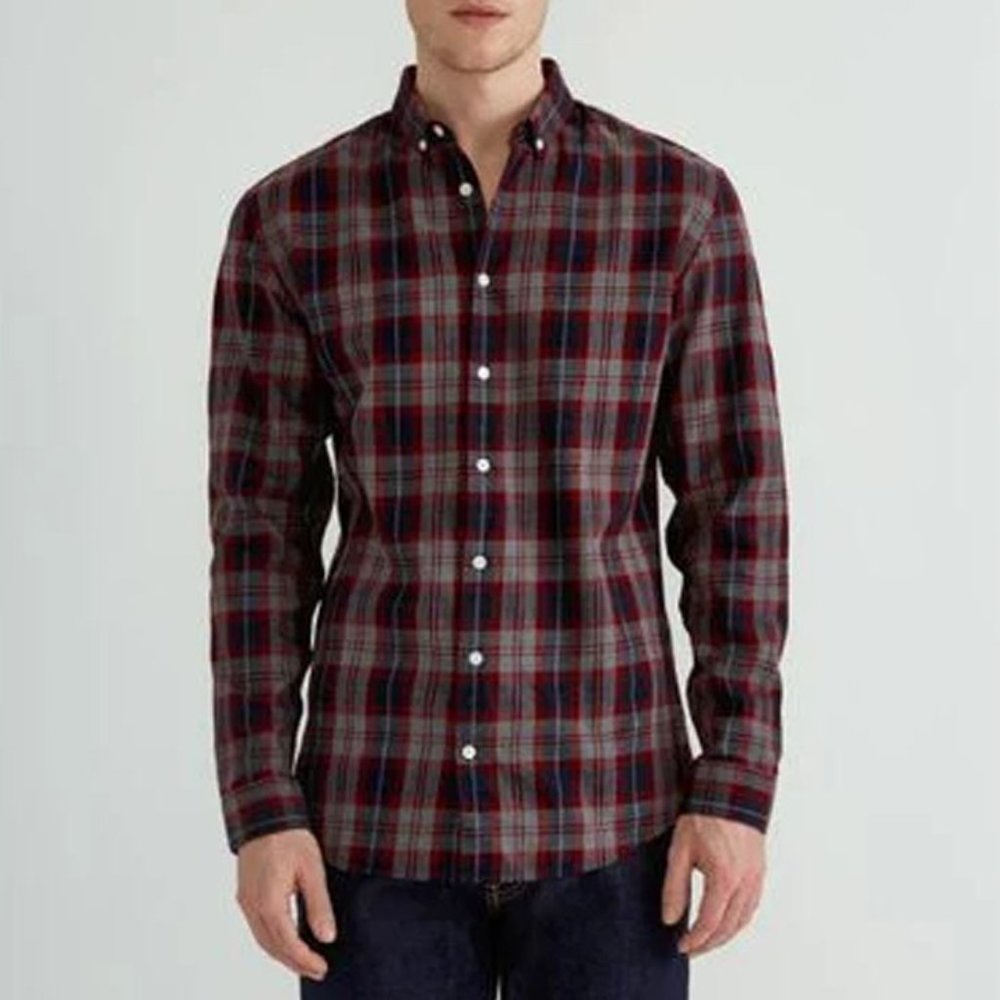 Frank & Oak Long Sleeve Plaid Flannel Shirt
